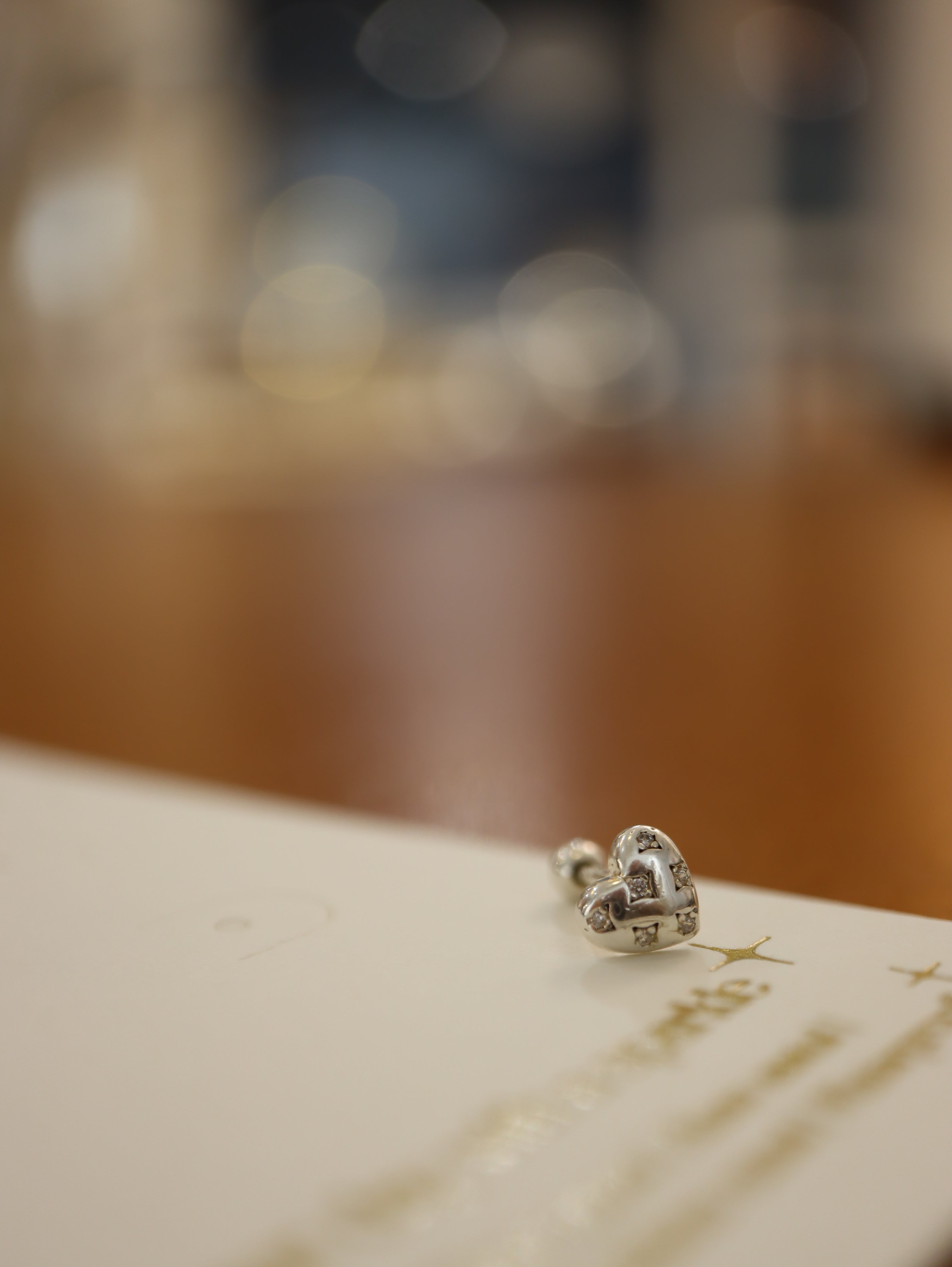 Stud cz heart Silver 925 piercing