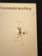 Flat stud flat back 925 silver earring (1pc)