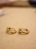 Round cz hinged hoop gold earrings
