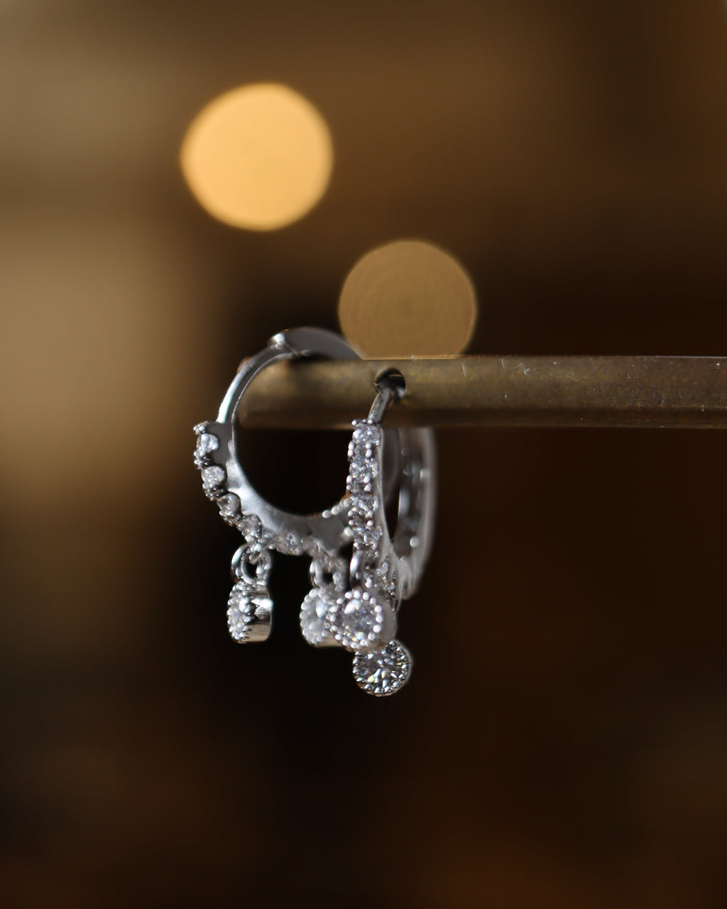 Drop double cz  silver925 earrings　