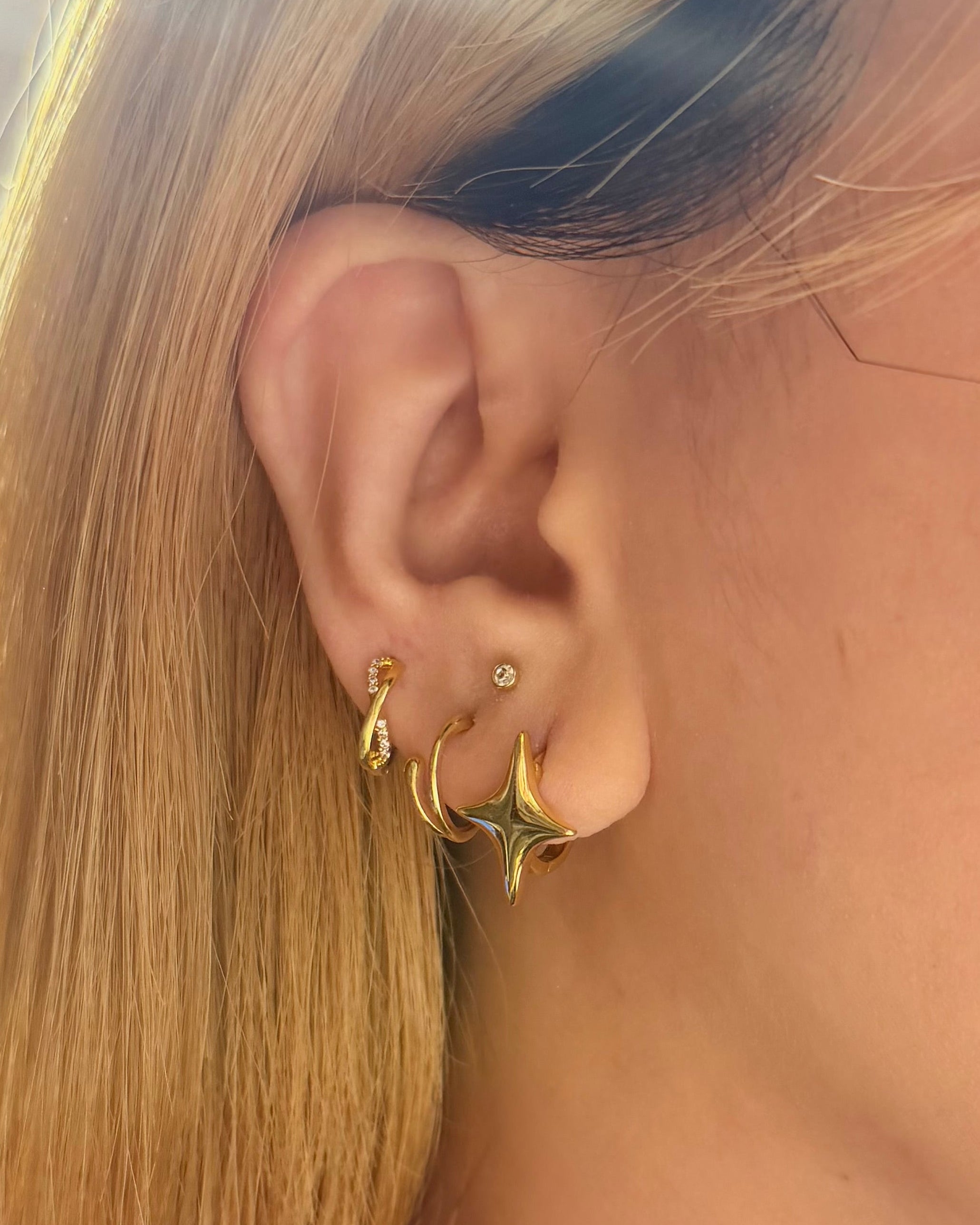 Star hoop brass earrings