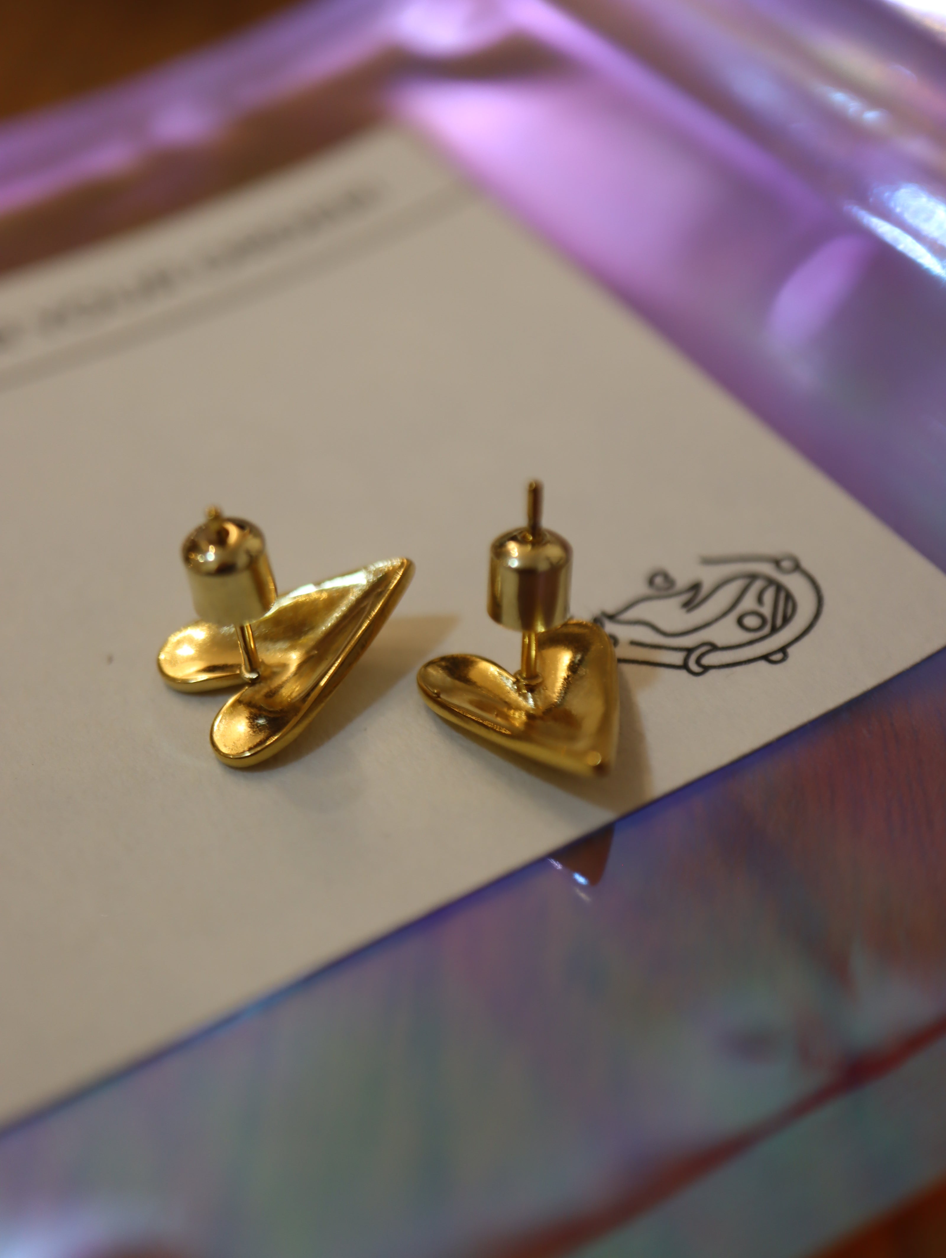 Elongated Heart stainless steel earrings