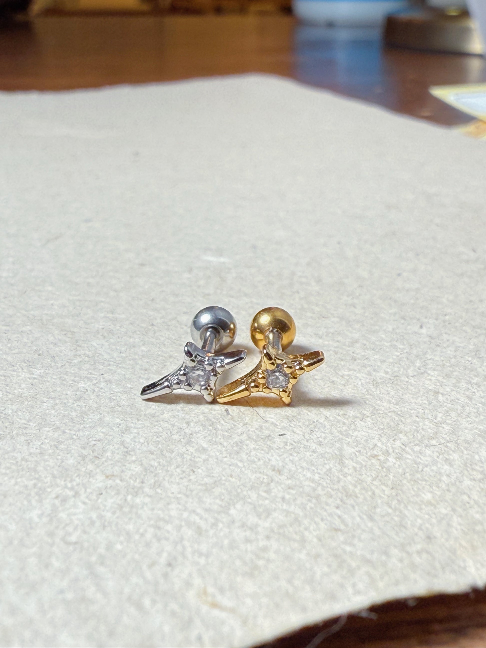 ✨ sparkle surgical steel barbell piercing