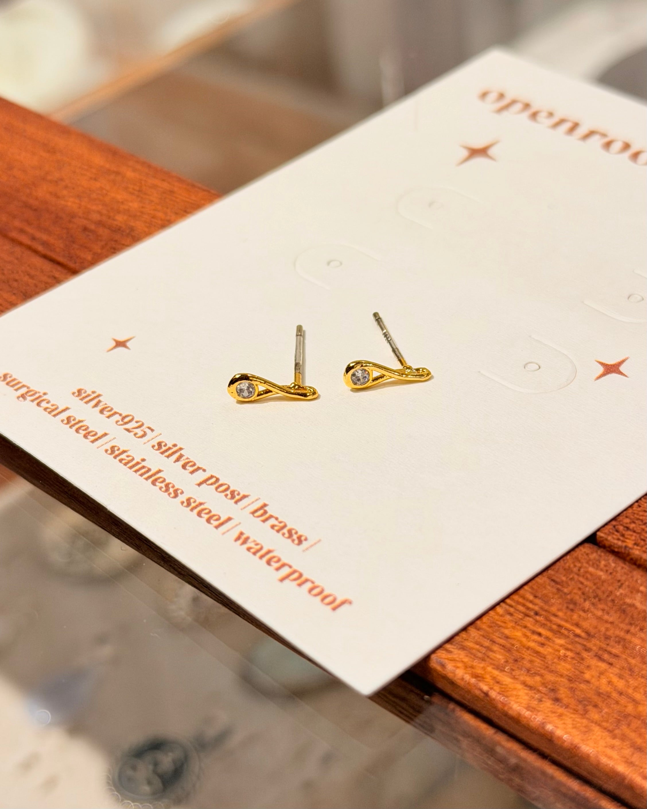Glow Orbit Drop Mini Brass Earrings
