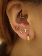 Push-pin stainless steel heart flat back