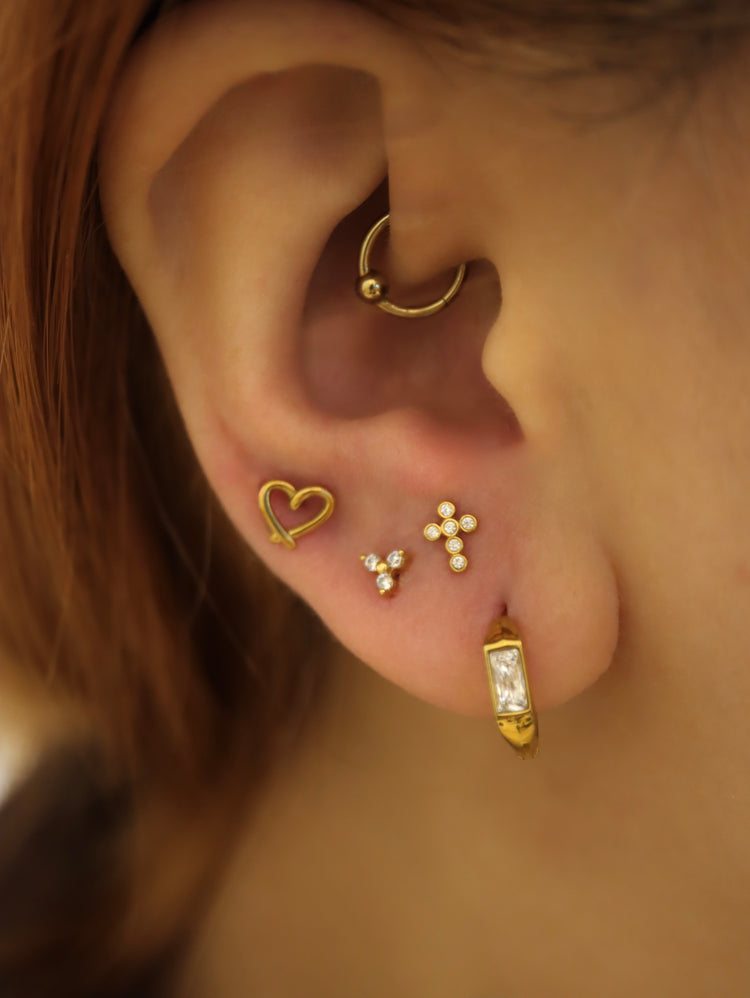 Push-pin stainless steel heart flat back