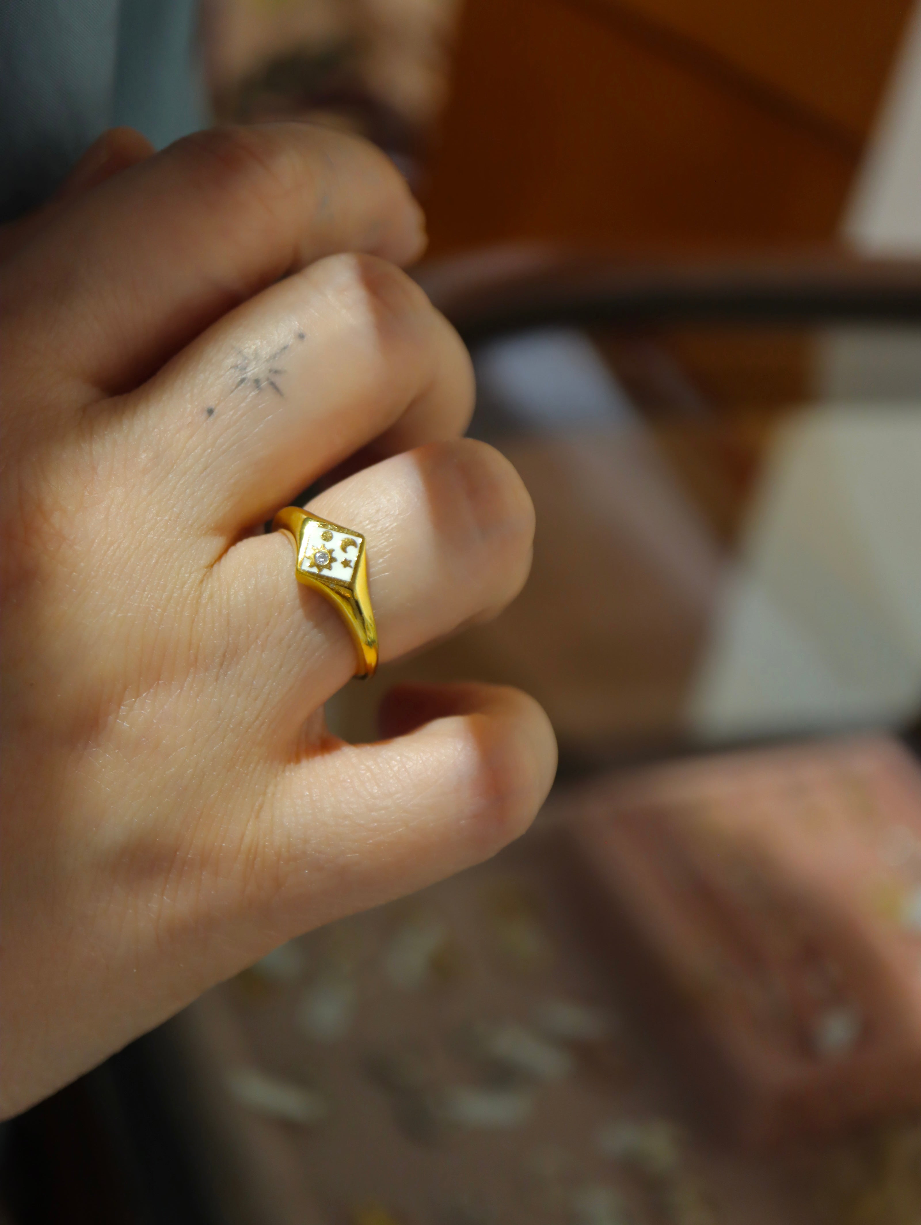 Celestial Rhombus Enamel Open Size Ring