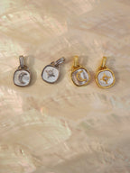 Crescent / sparkle shell coin necklace