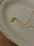 Oval sun ray brass necklace
