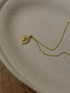 Oval sun ray brass necklace