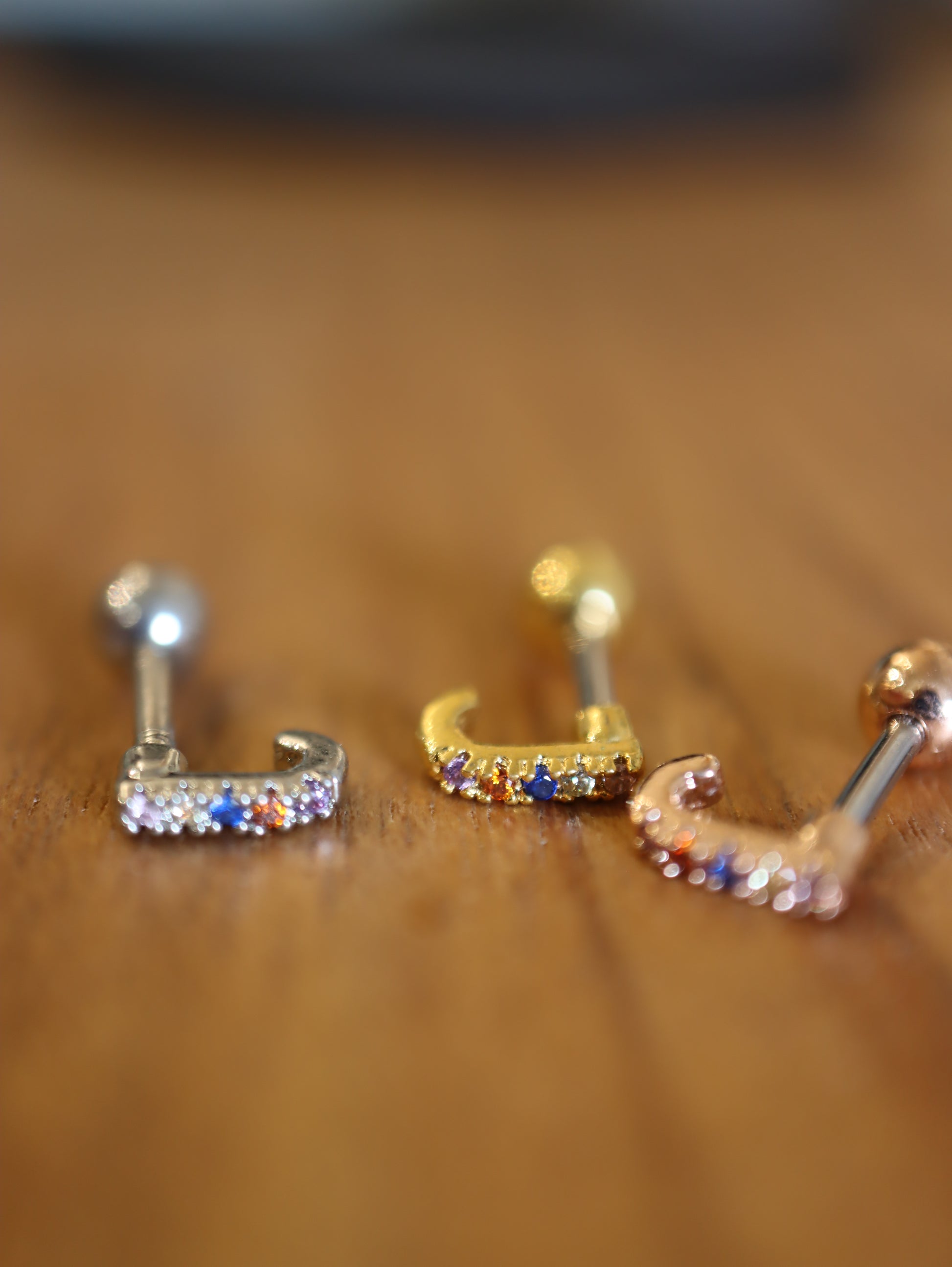 Rainbow mini cz stud surgical steel earring (1pc)