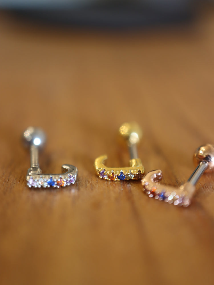 Rainbow mini cz stud surgical steel earring (1pc)