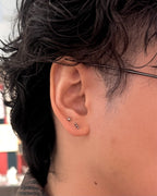 Triple bead flat back surgical steel unisex piercing  earring(1pc)
