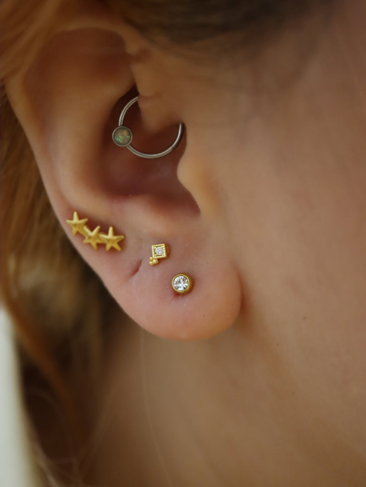 Triple star stainless steel earrings