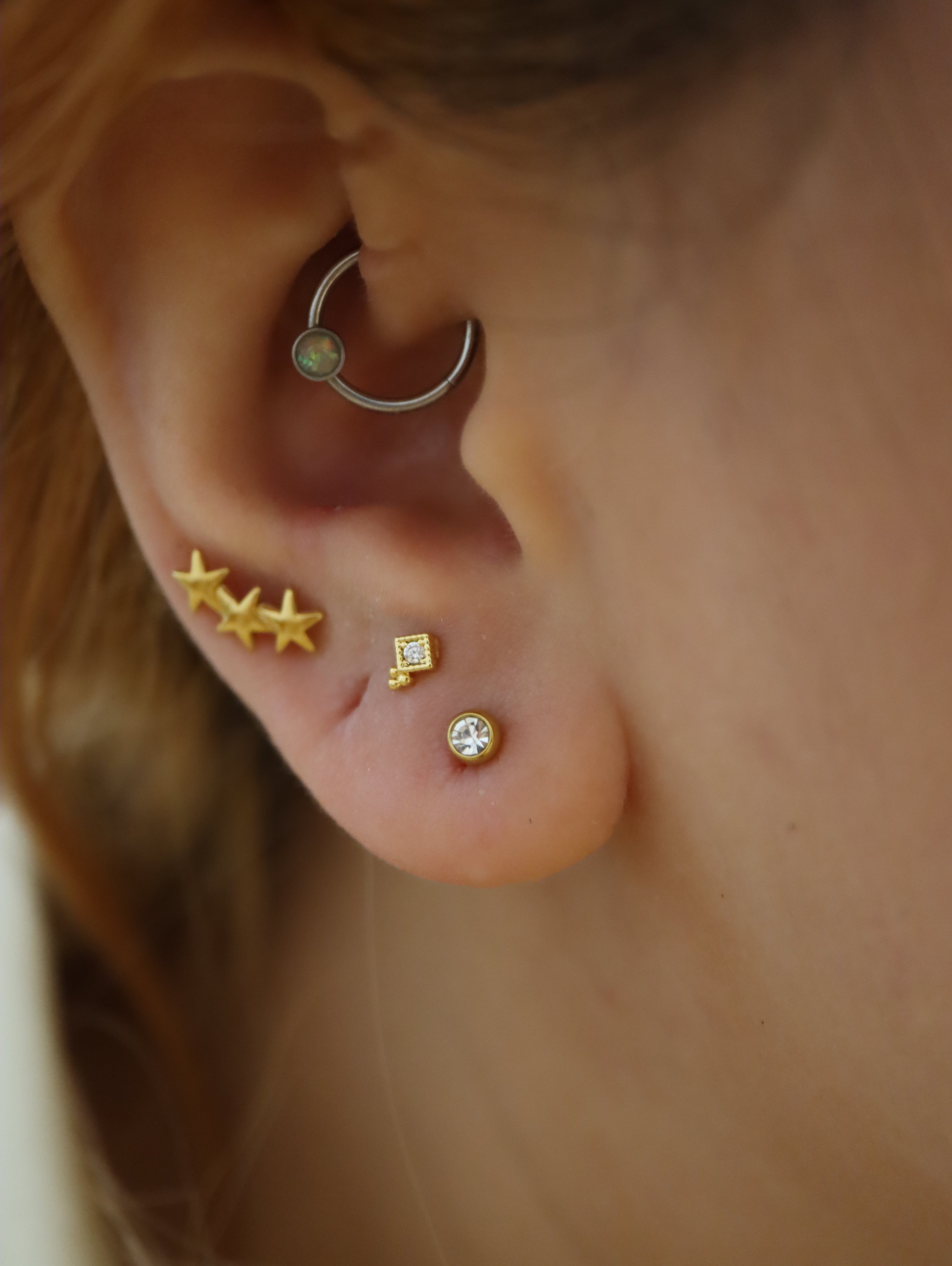 Triple star stainless steel earrings