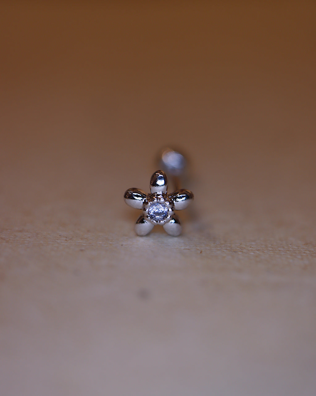 Flower 925 silver Piercing Earring with Screw Back