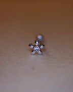 Flower 925 silver Piercing Earring with Screw Back
