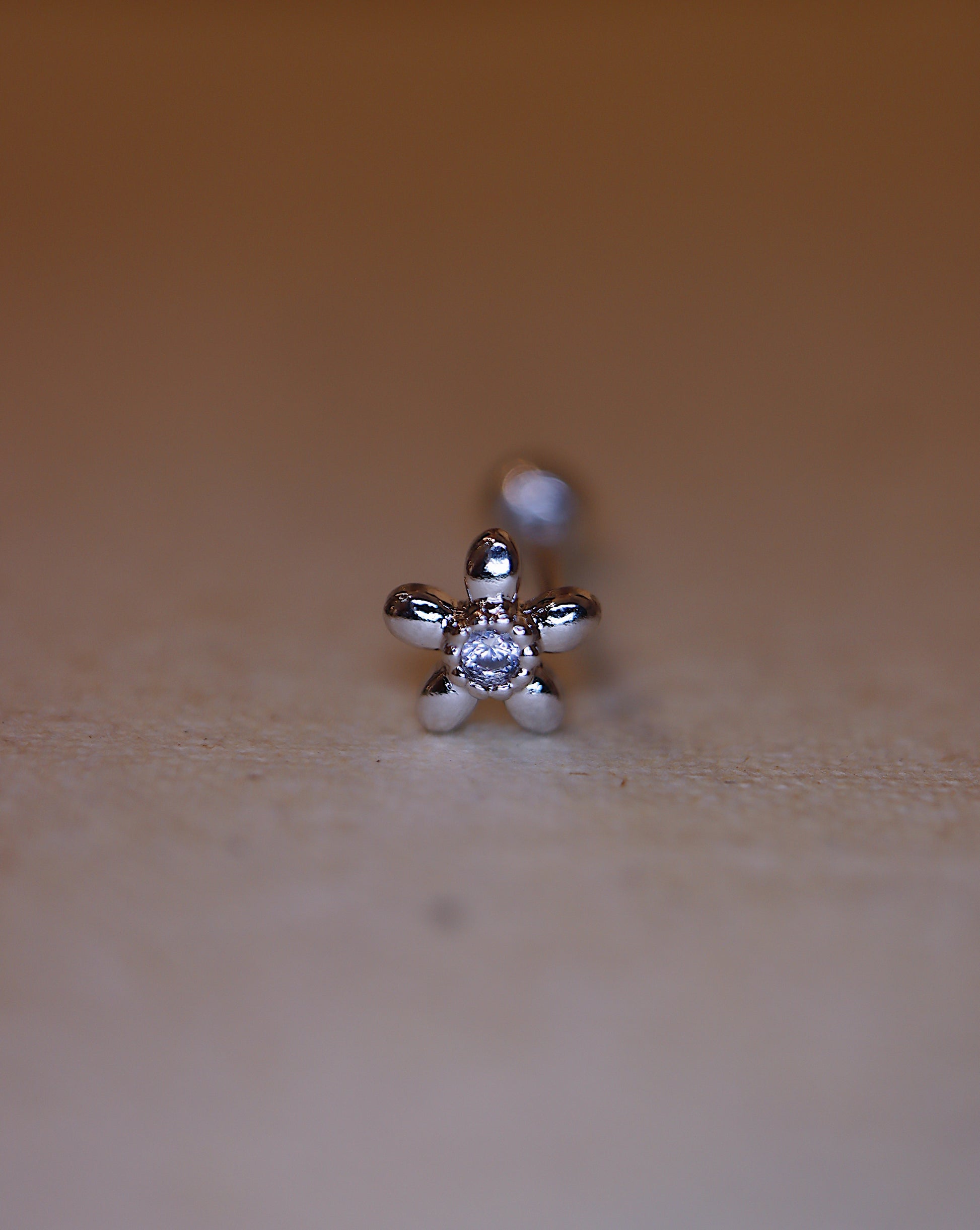 Flower 925 silver Piercing Earring with Screw Back