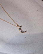 Crescent cz and opal necklace