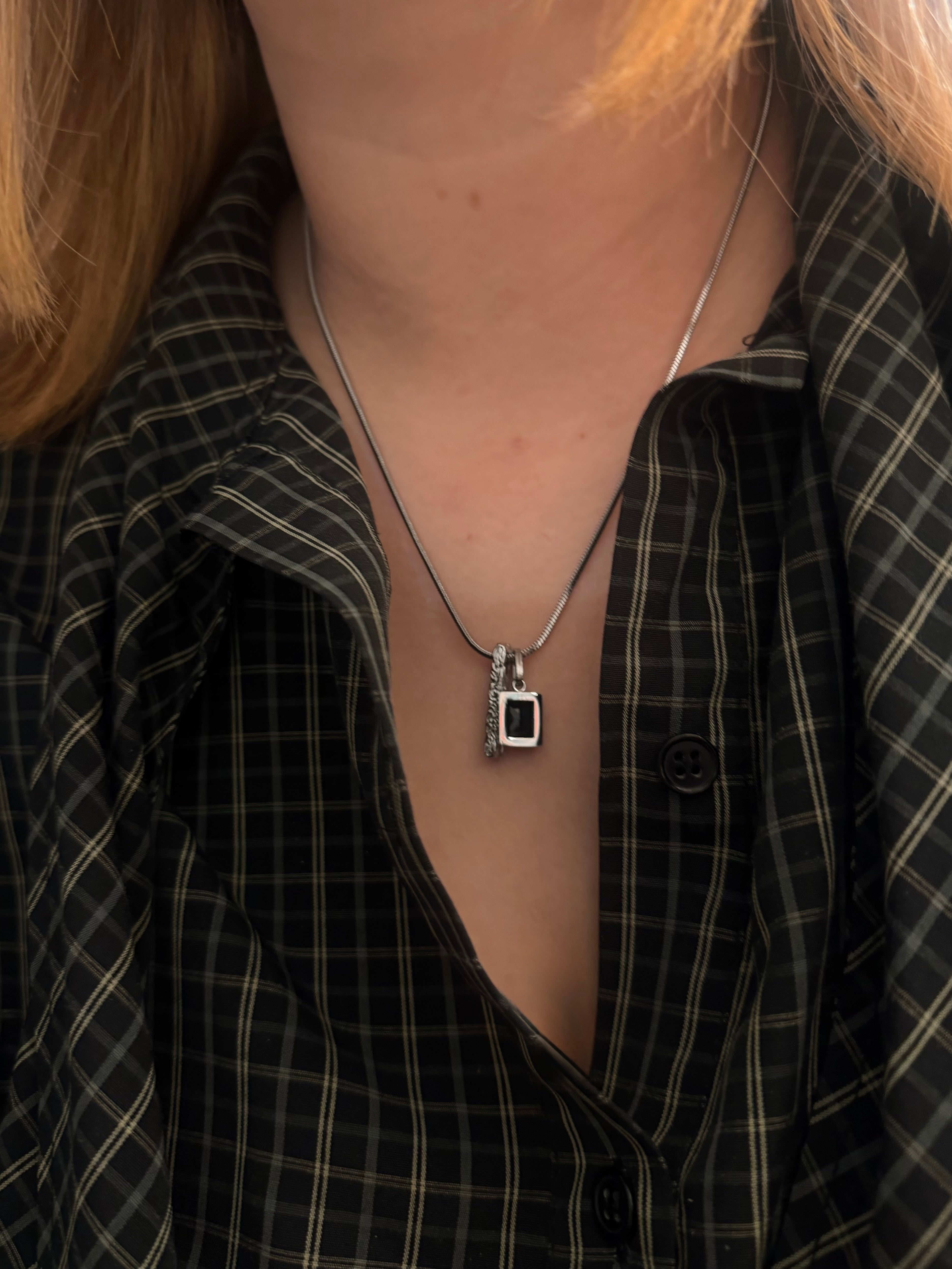 Mono bar pendant stainless steel necklace