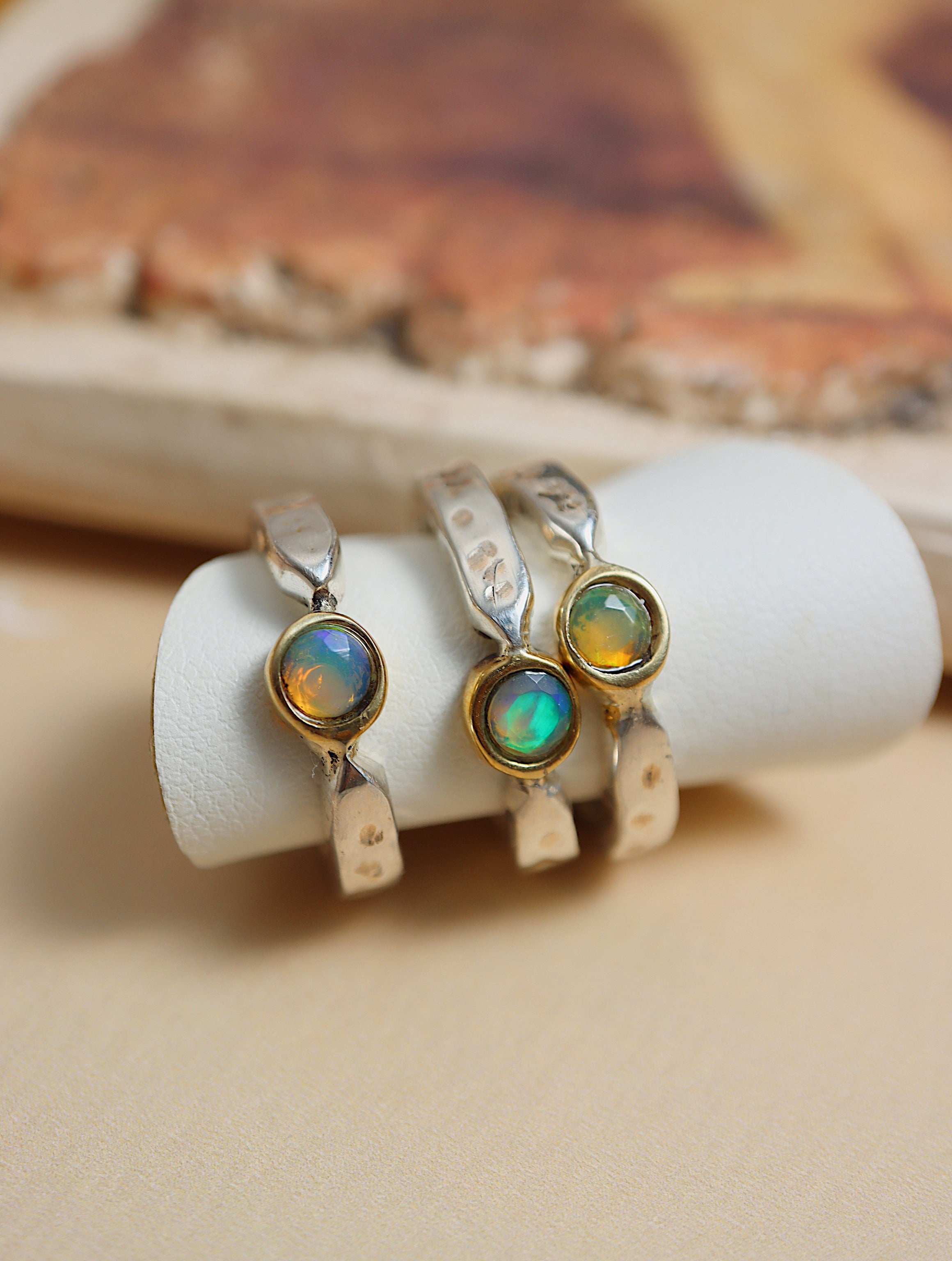 Opal Sterling Silver mix tone ring