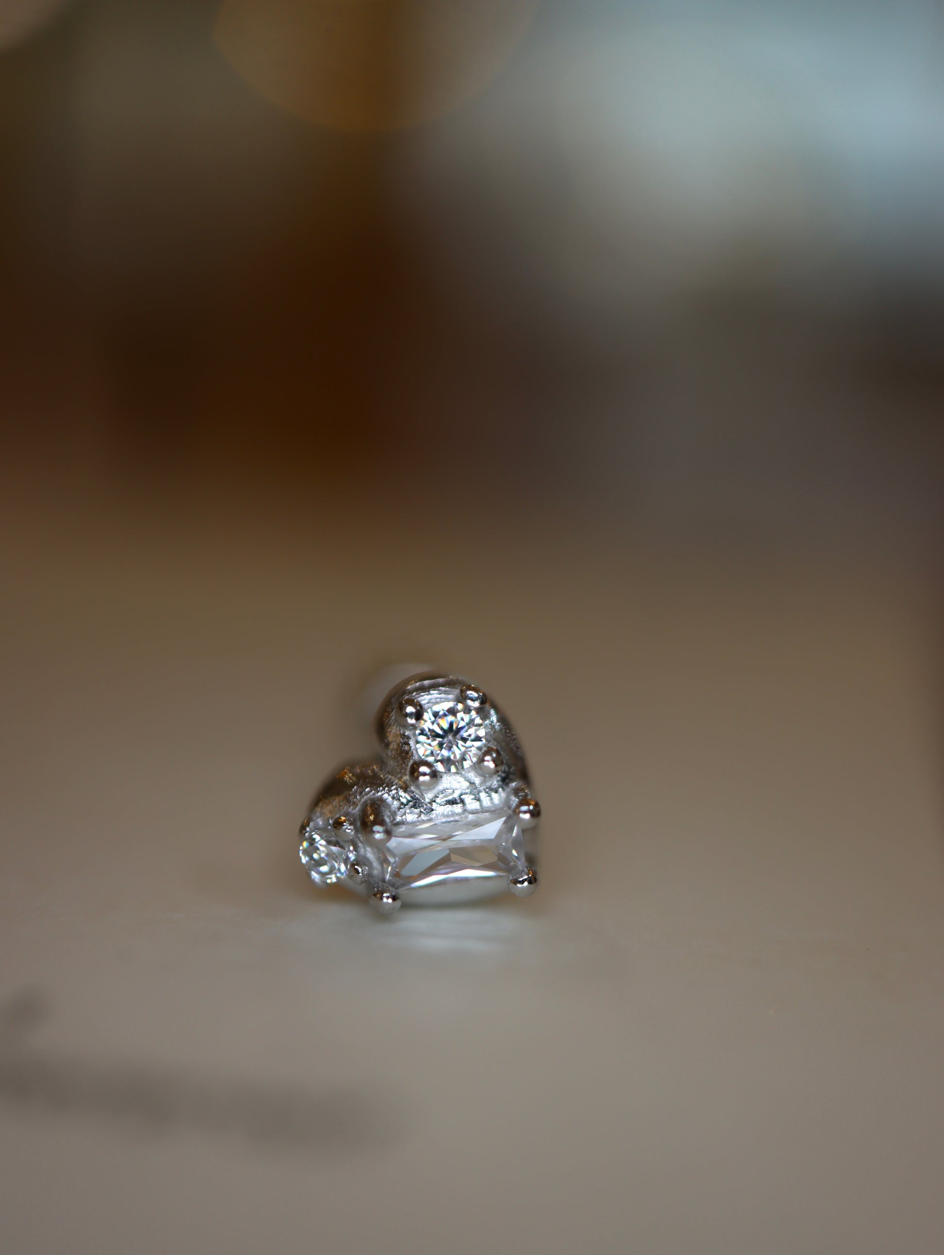 Heart cz stud 925 silver piercing