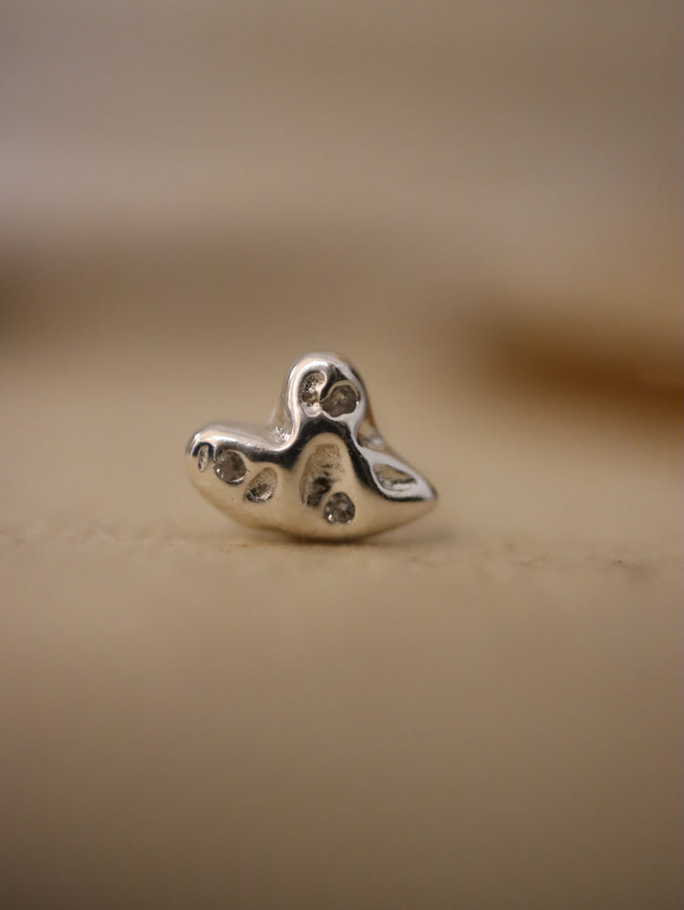 Heart stud silver925 piercing earring