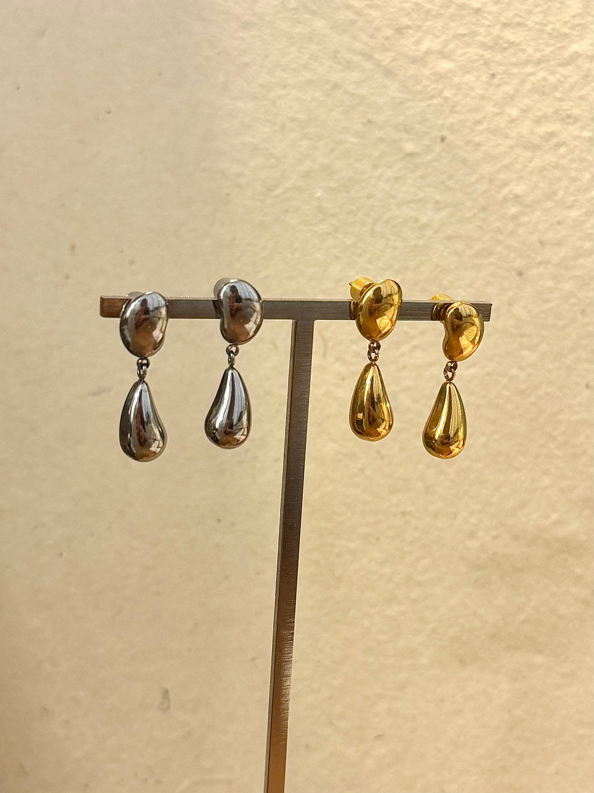 Molten Teardrop Stainless Steel Earrings