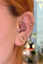 Round pearl stud 925 silver piercing earring (1pc)
