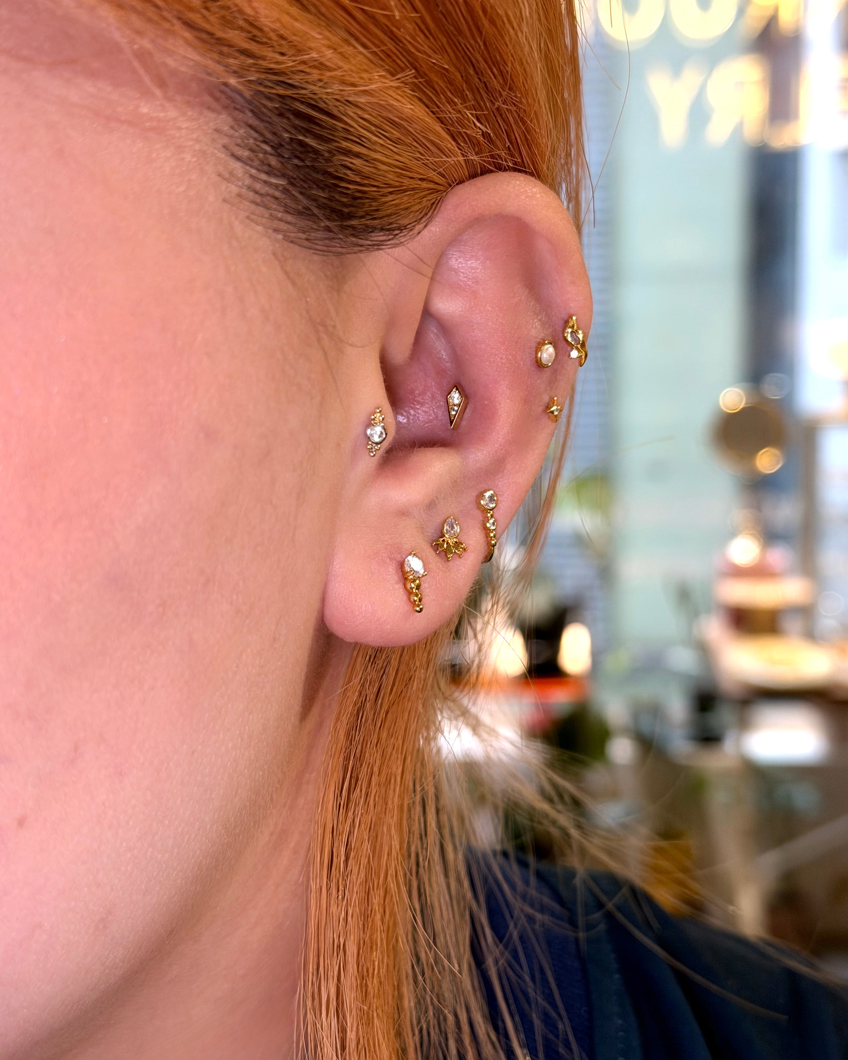 Round pearl stud 925 silver piercing earring (1pc)