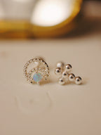 Cross beads stud silver925 earring piercing