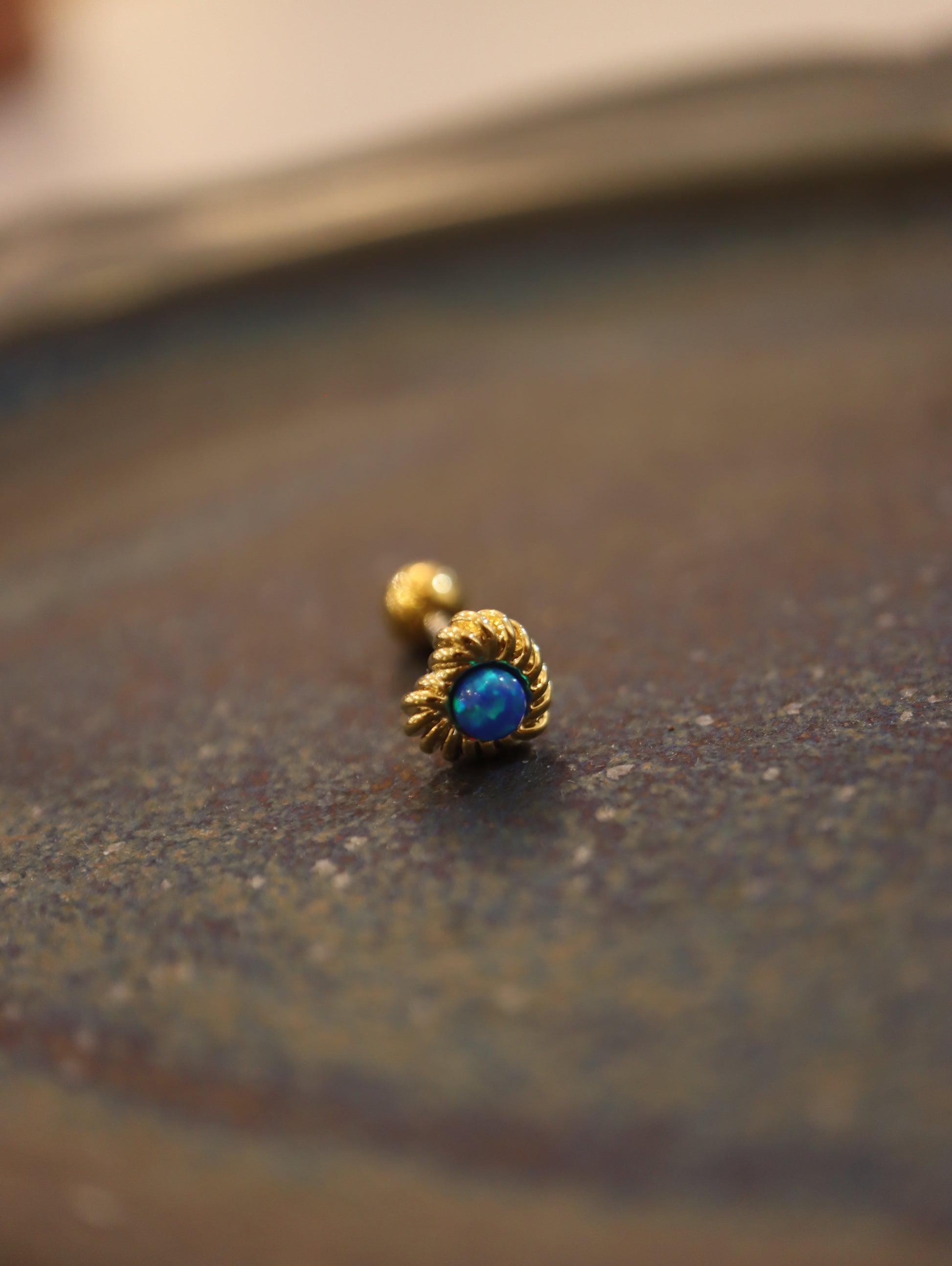 Heart and Opal surgical steel 316 stud earring piercing