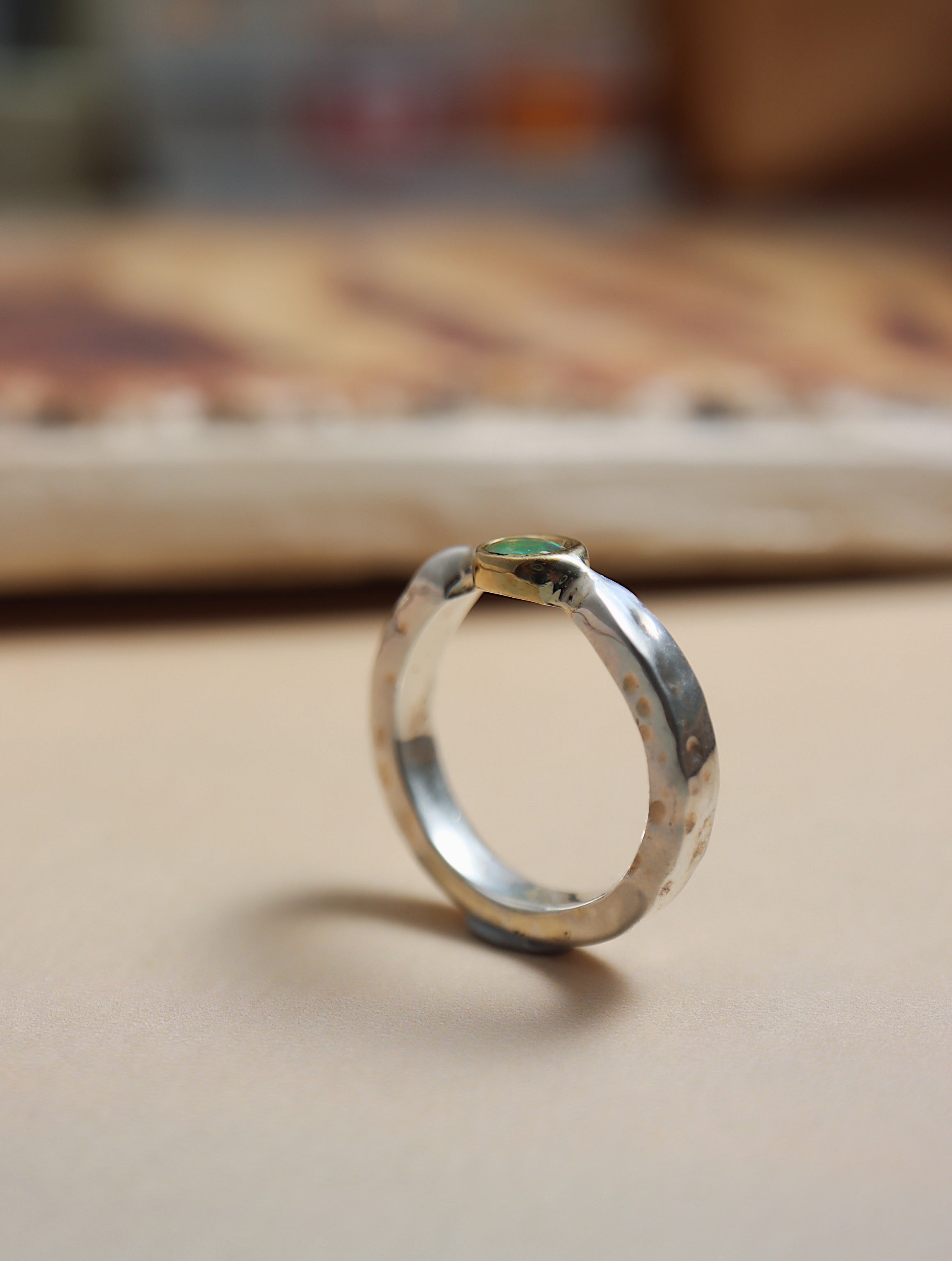 Opal Sterling Silver mix tone ring