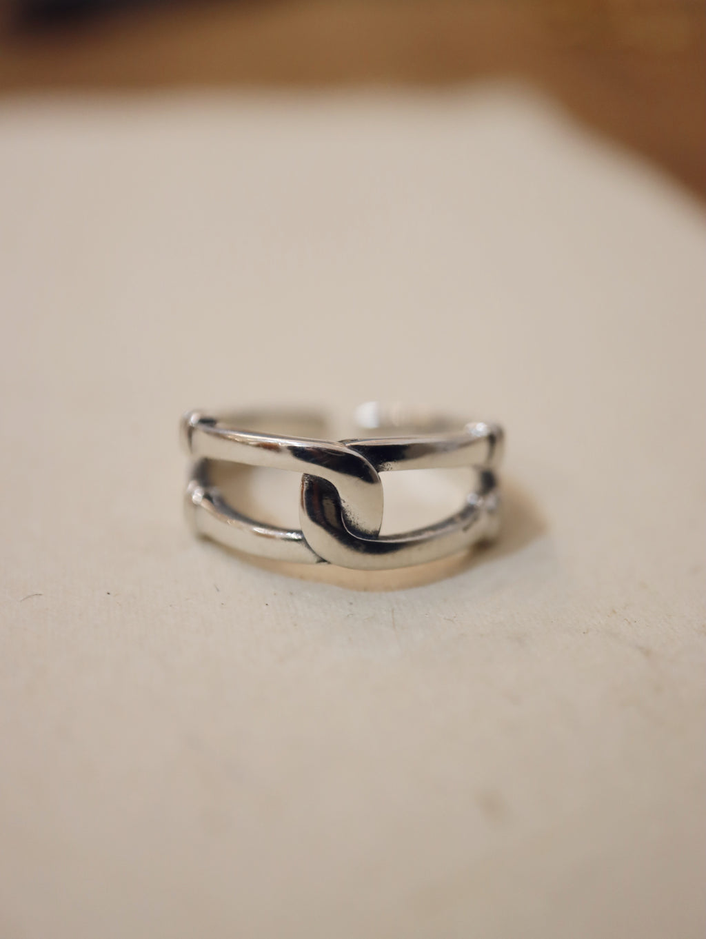 Interlock 925 Silver free size ring