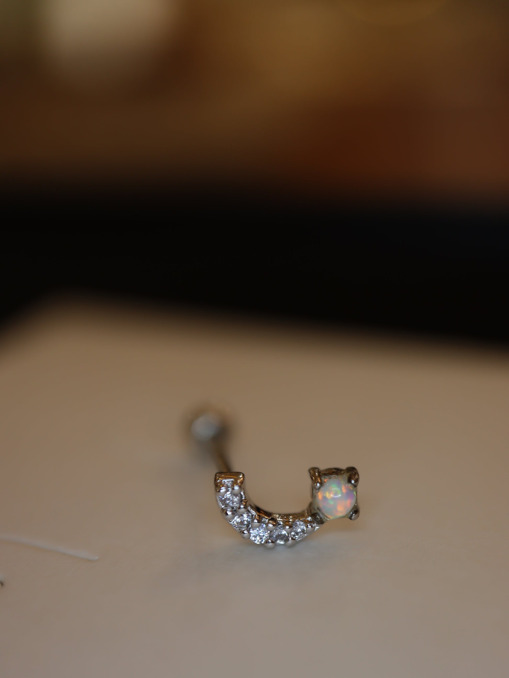 Bar Opal s925 piercing stud