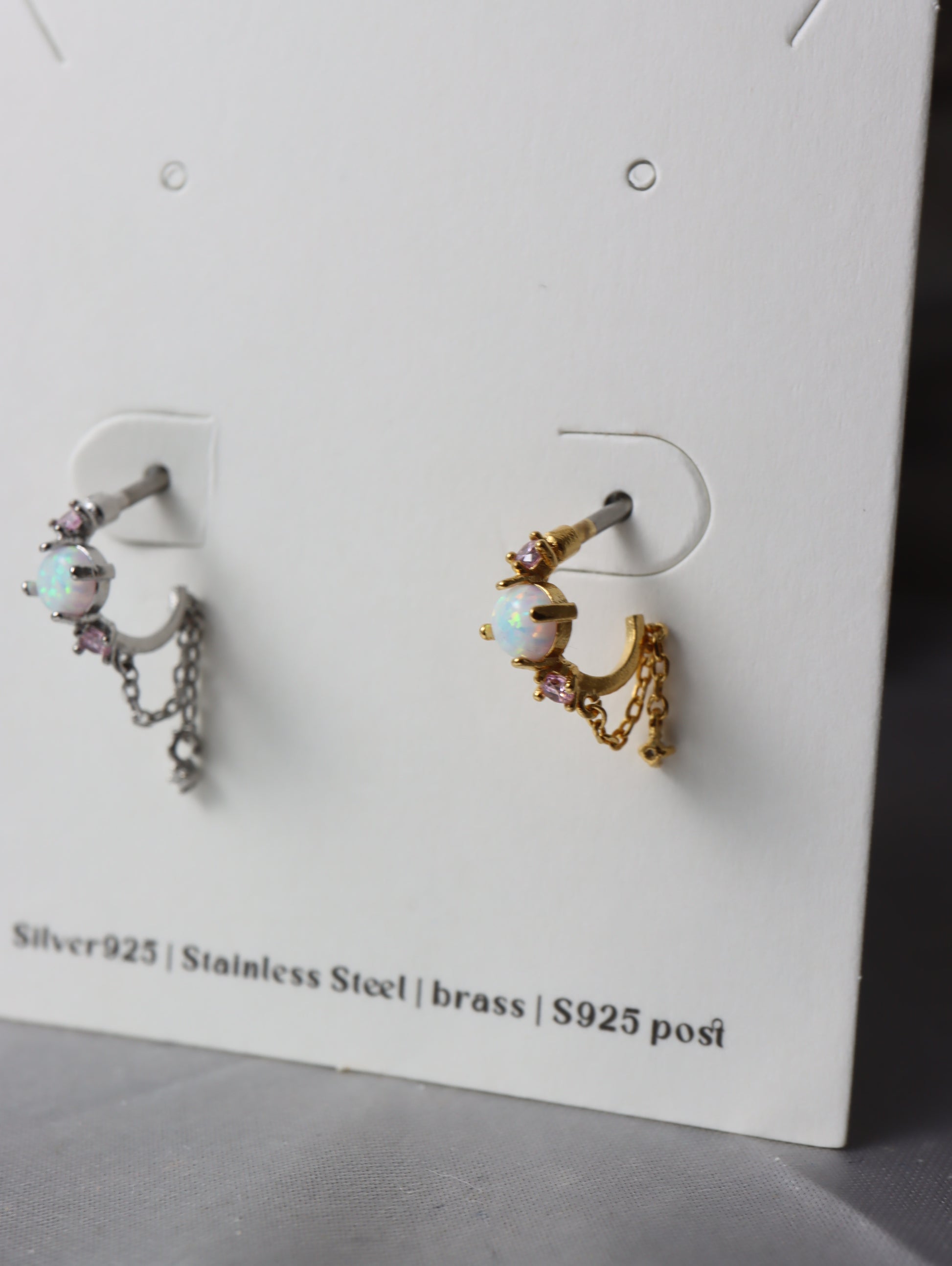 Surgical steel opal earring