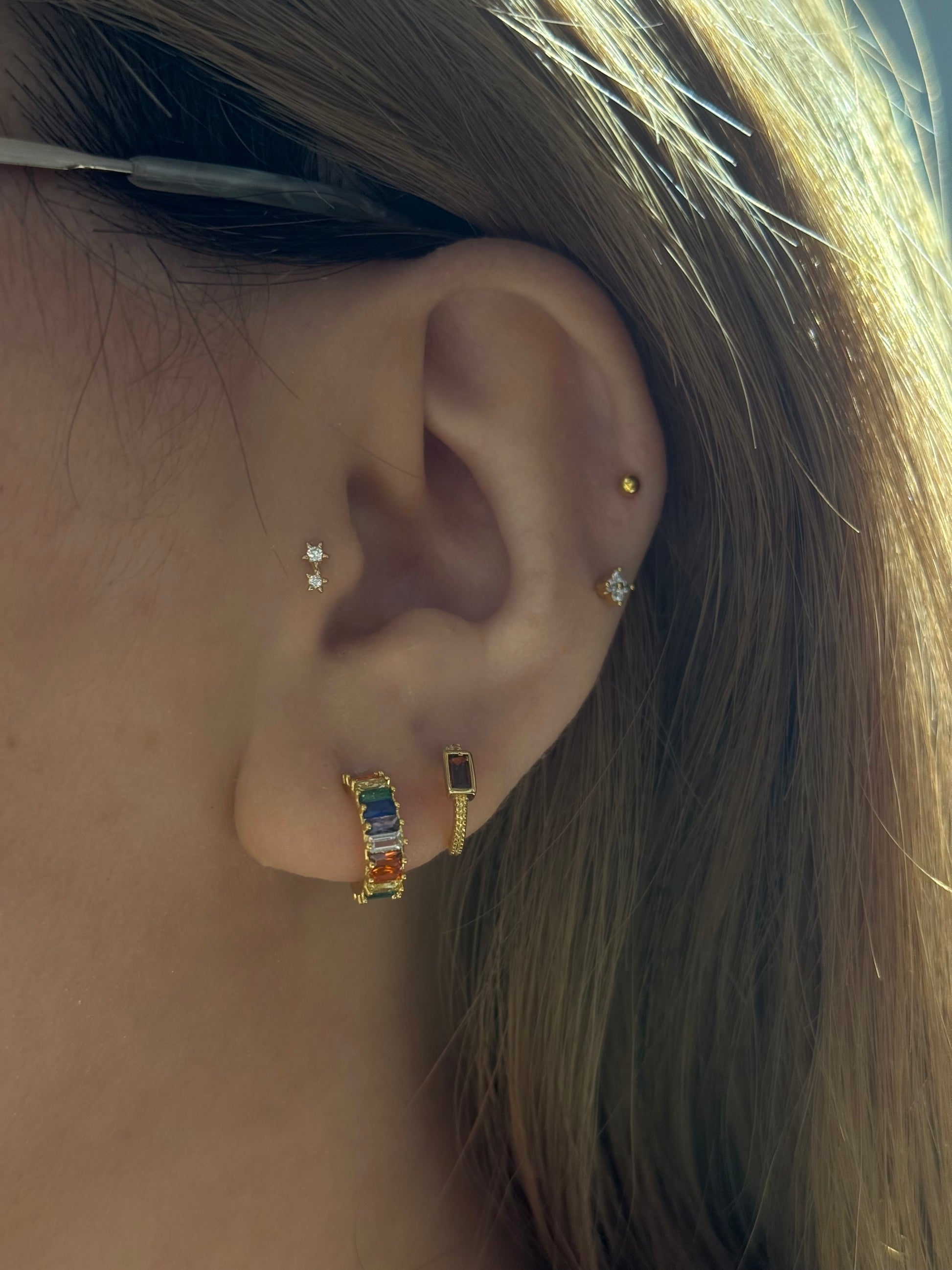 Mini rectangular cz earrings (pair)