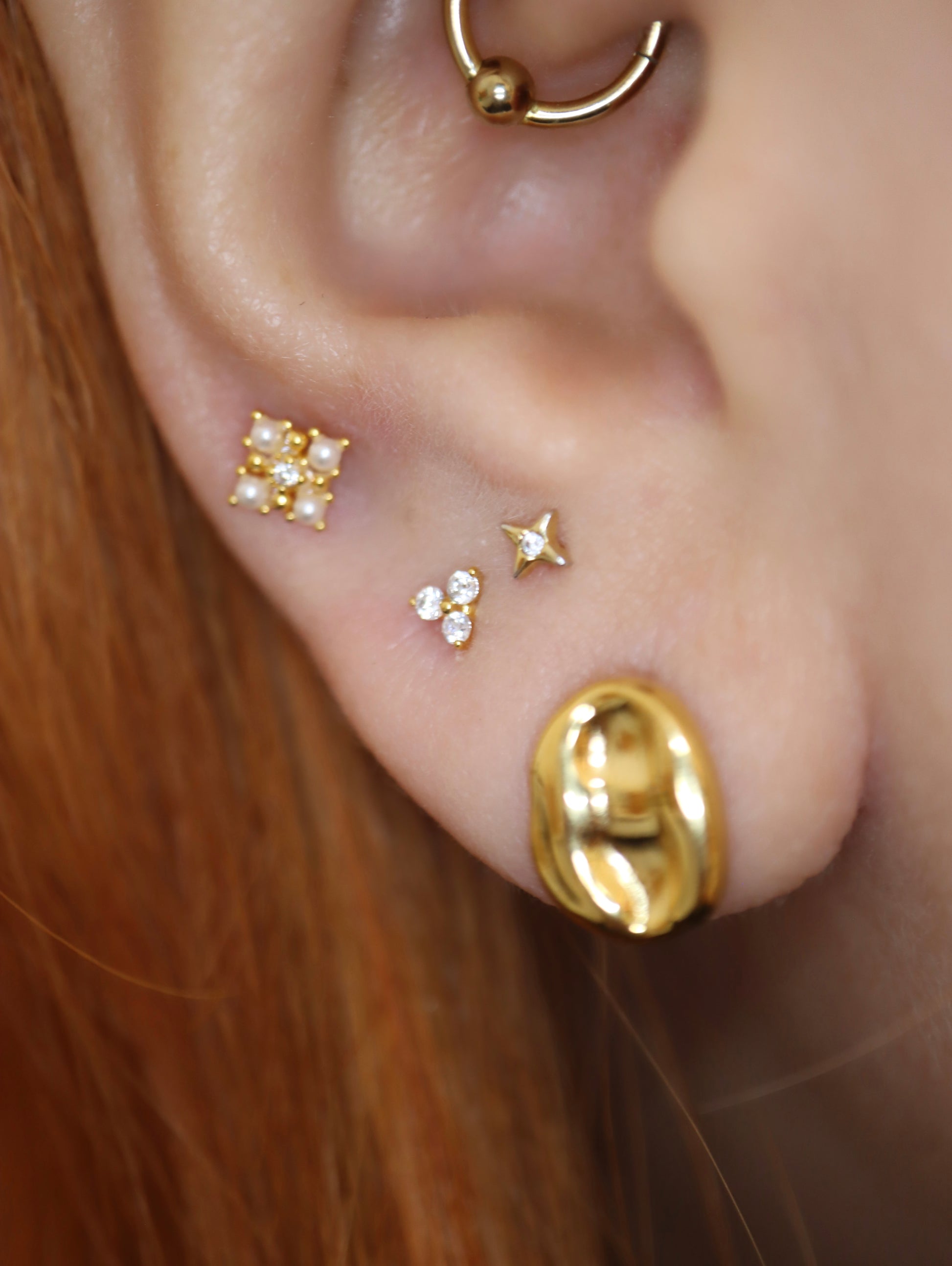 Pearl square surgical steel stud earring