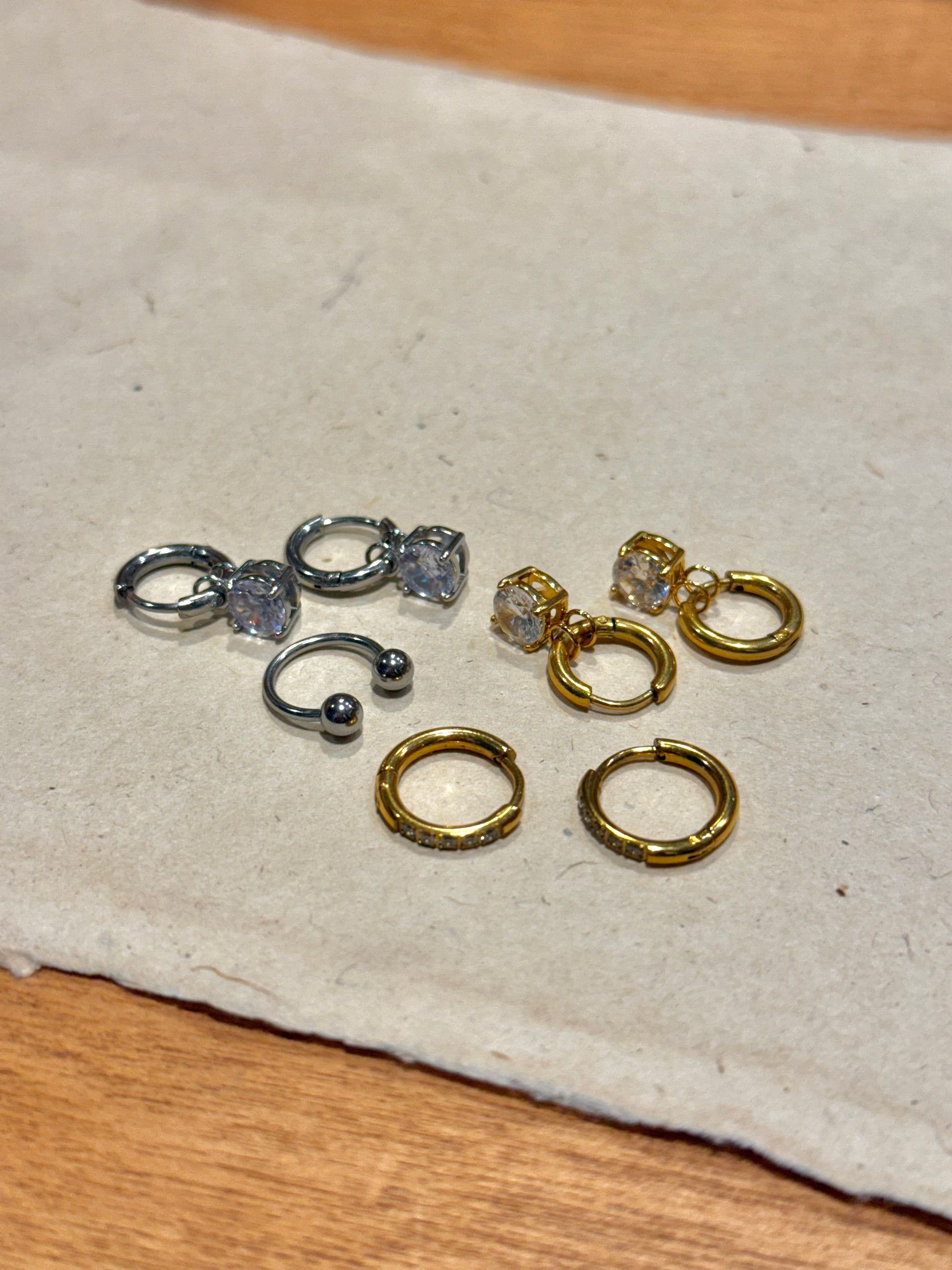 Stainless steel drop cz earrings