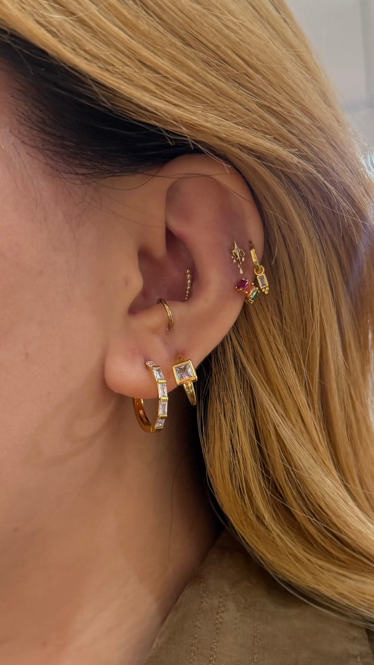 Mini rainbow brass earrings