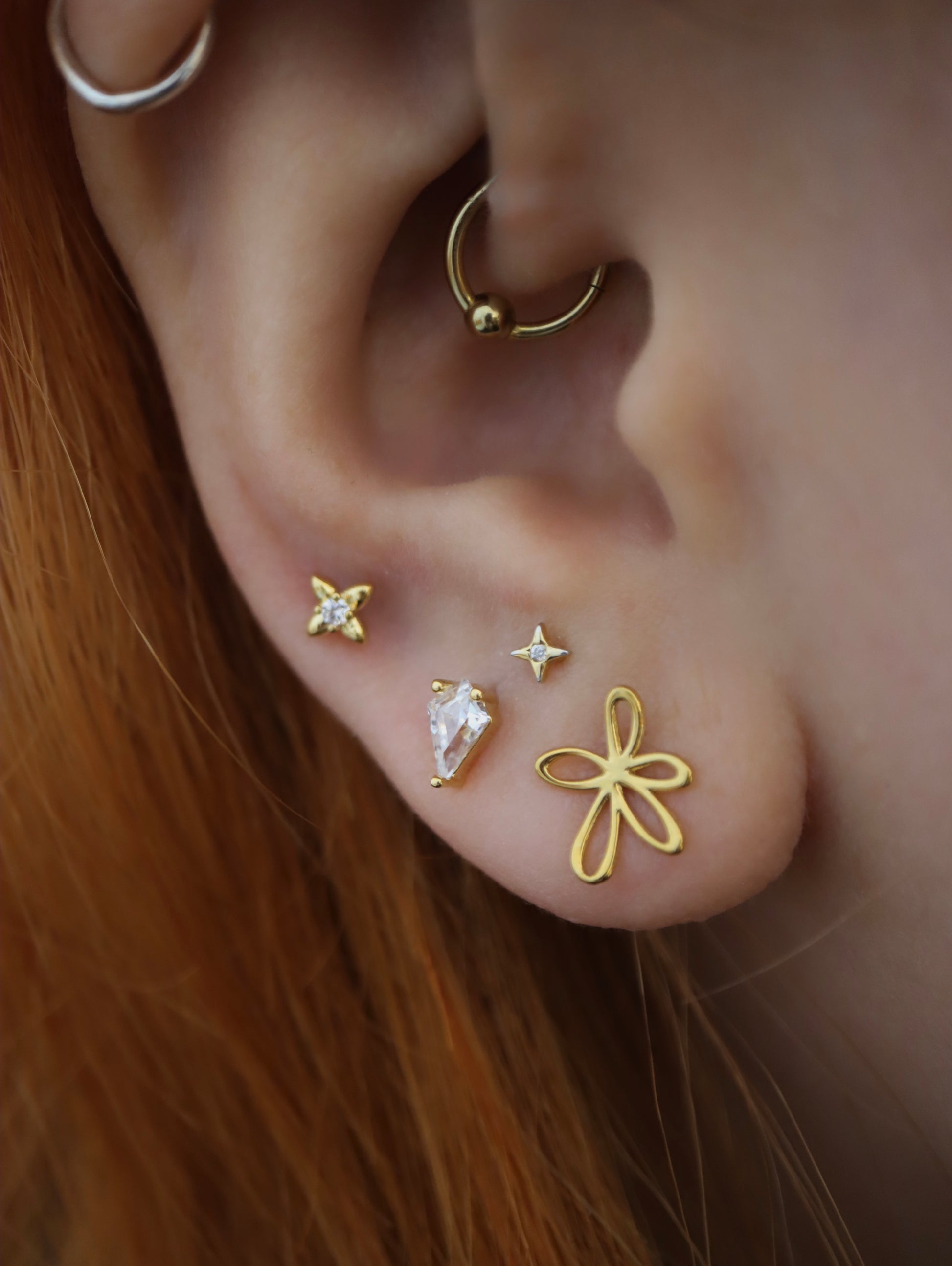 Floral stainless steel earrings