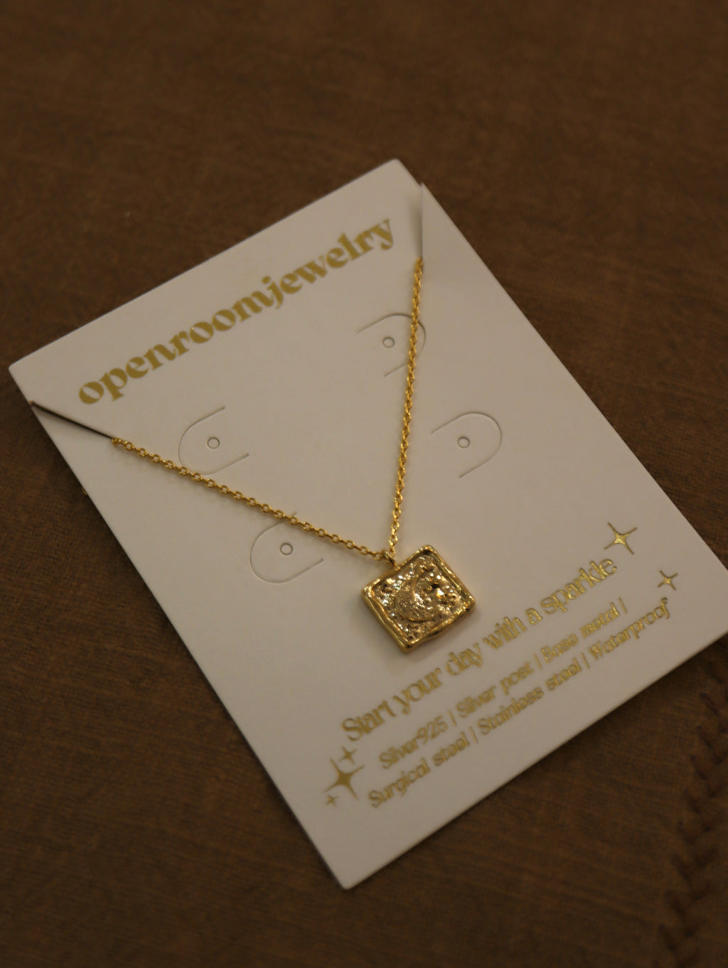 Crescent Moon Square pendant necklace