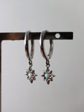 Starburst opal 925 Silver hinged hoop earrings