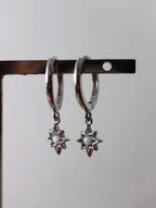 Starburst opal silver925 hinge hoop earrings