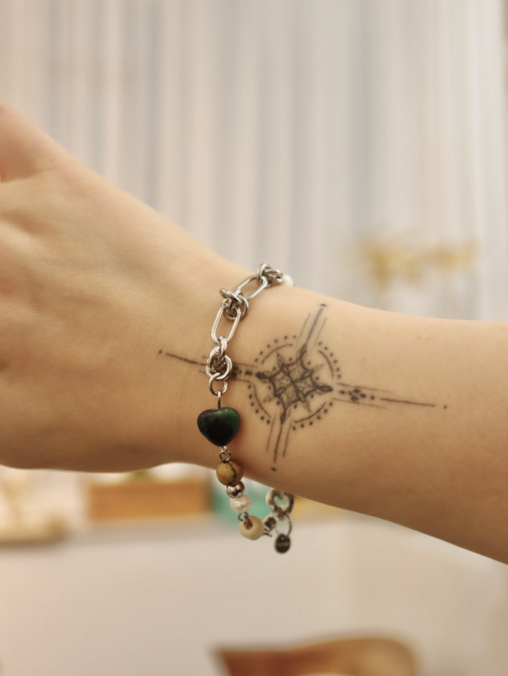 Mixed stone stainless steel bracelet