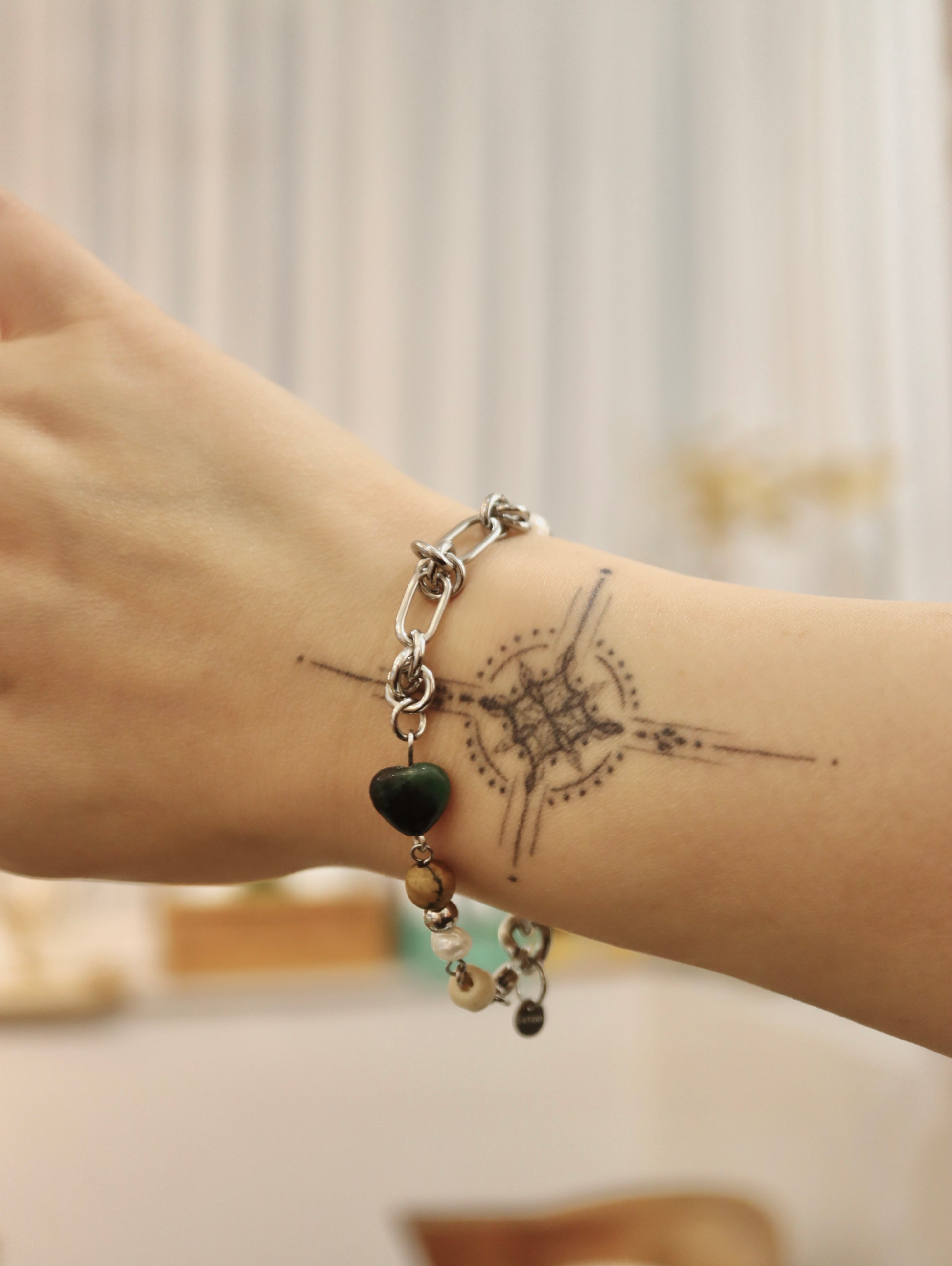 Mixed stone stainless steel bracelet