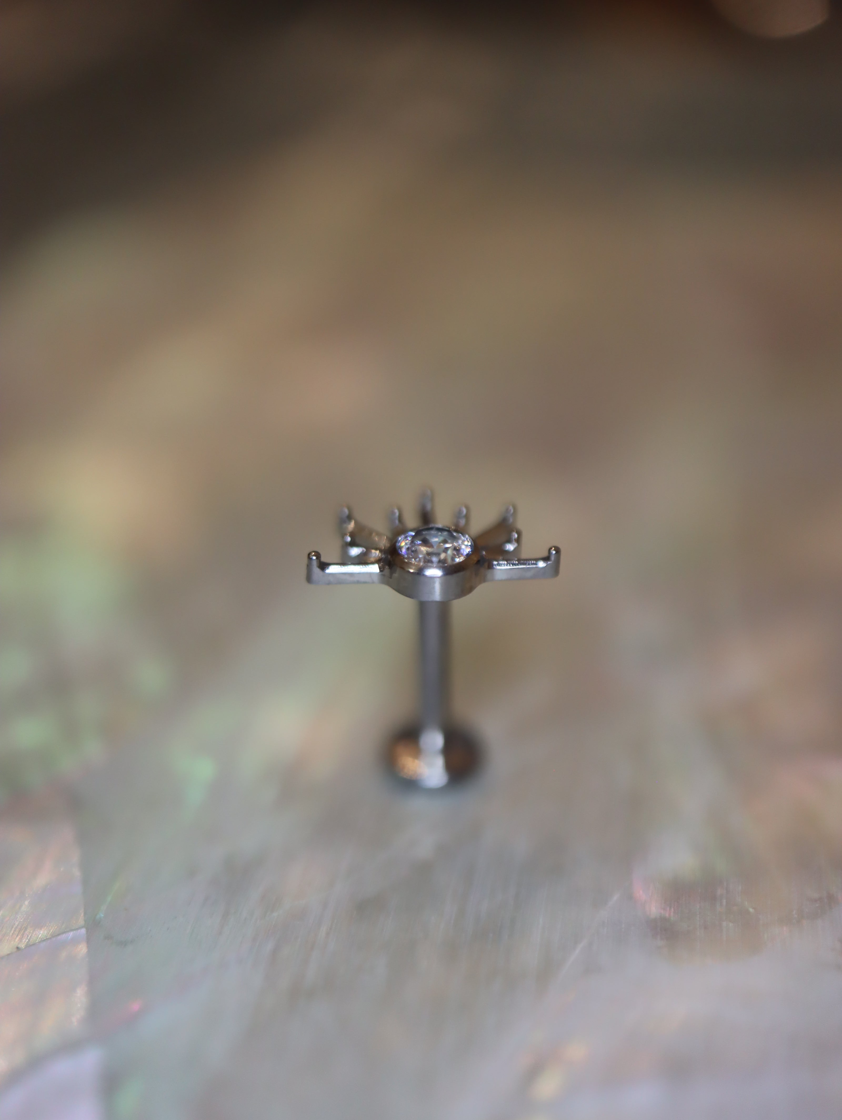 Titanium G23 Bezel Round Spike Crown Stud