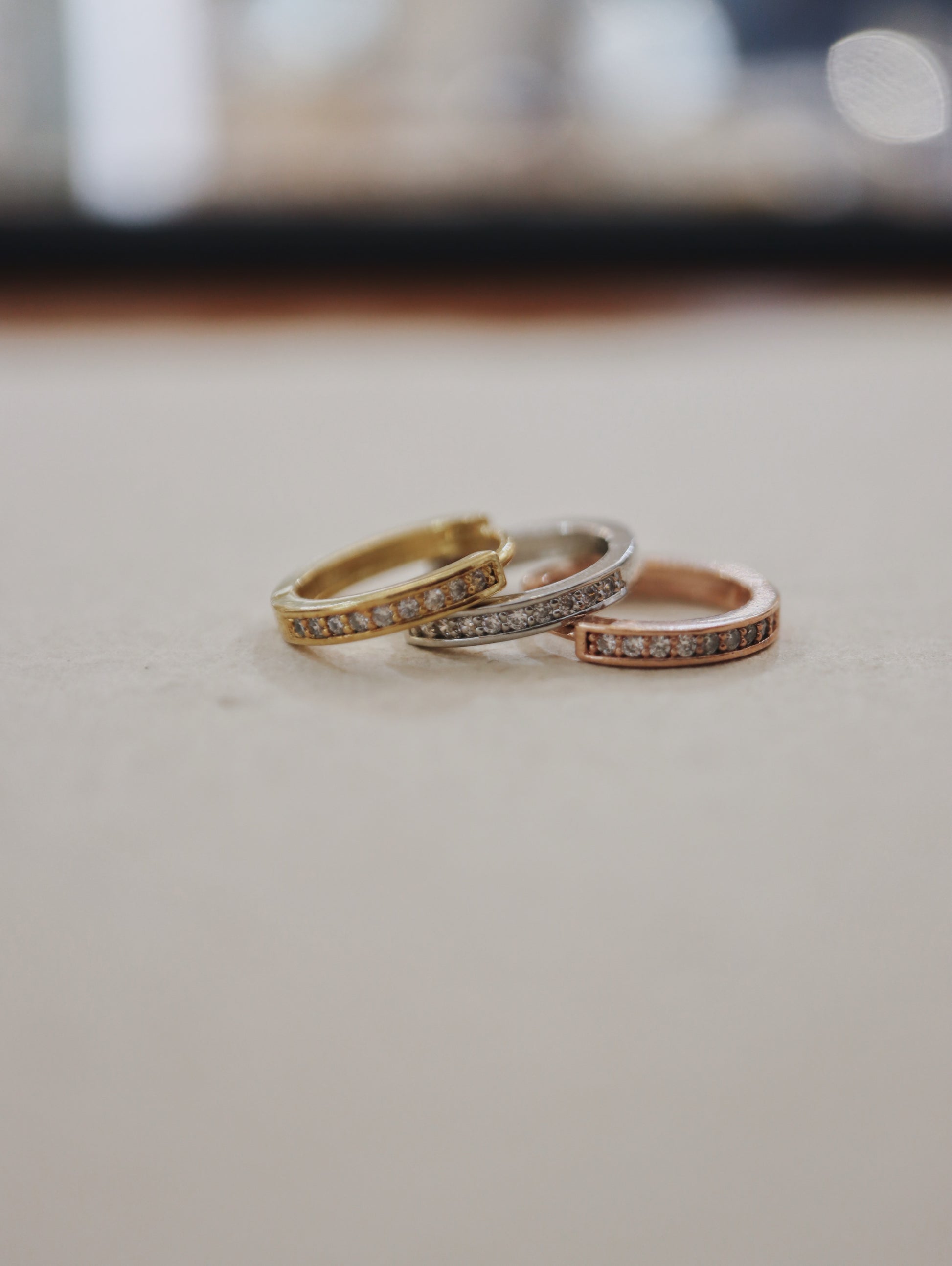 Surgical steel hinged cz hoop earring (1pc)