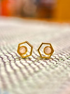 Hexagon gemstone earrings