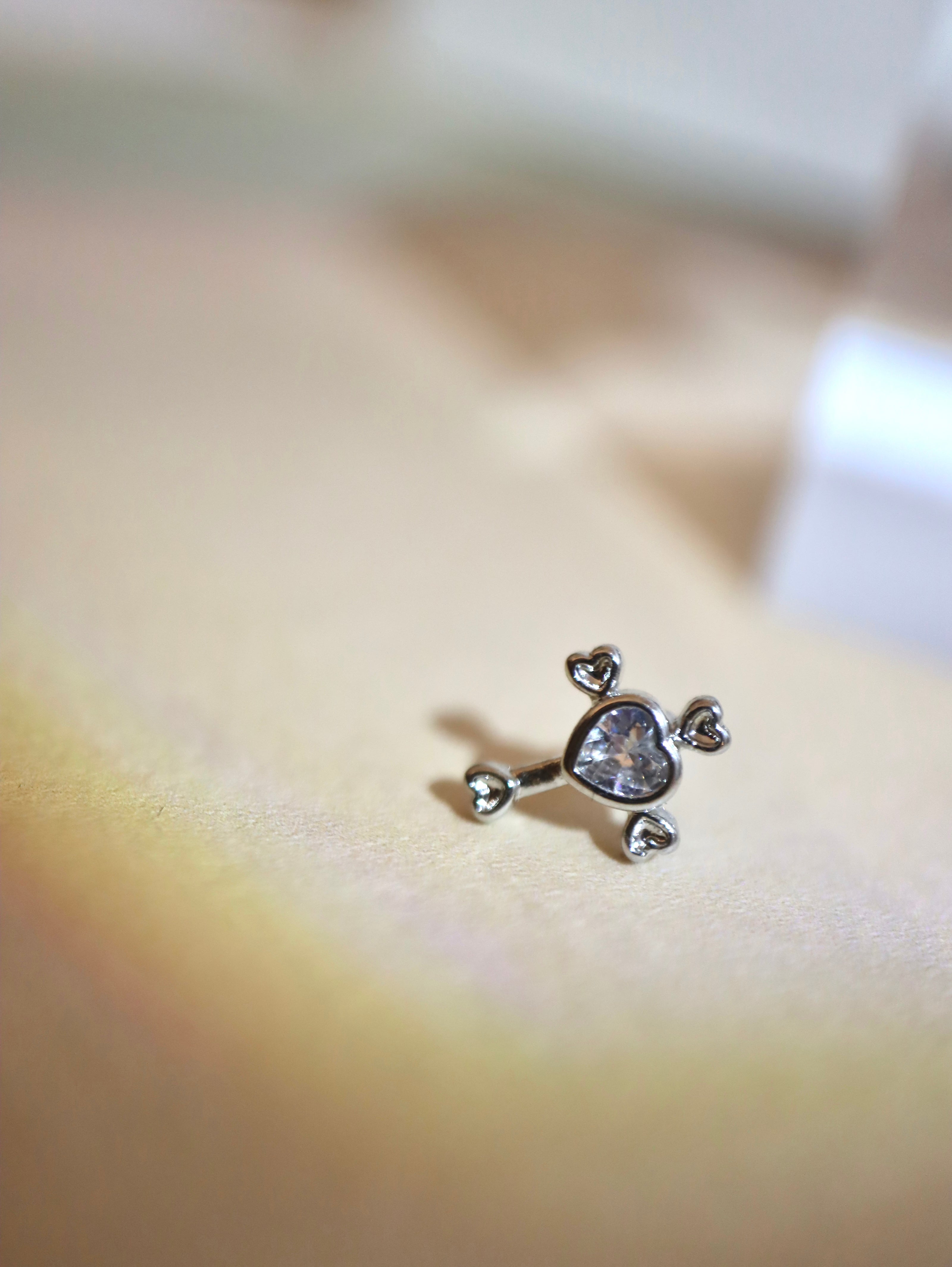 Cross heart cz surgical steel stud earring piercing (1pc)